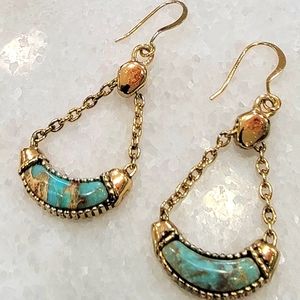 Barse Turquoise and Gold Earrings